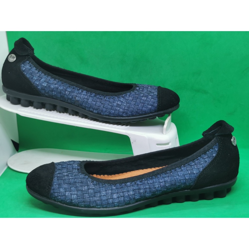 Bernie Mev Bella Me Womens EU 38 US 7 Ballet Flats Black Woven Cap Toe Comfort